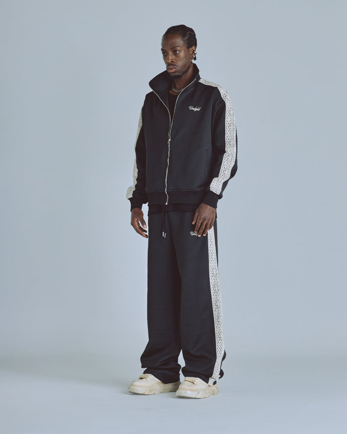 Basics Undgld Lace-panel Track Pants Black