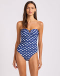 Batik Bloom Bandeau Swimsuit - Classic Navy
