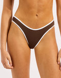 Seafolly Beach Bound Scoop High Cut Rio Bikini Pant - Dark Chocolate - Simply Beach UK