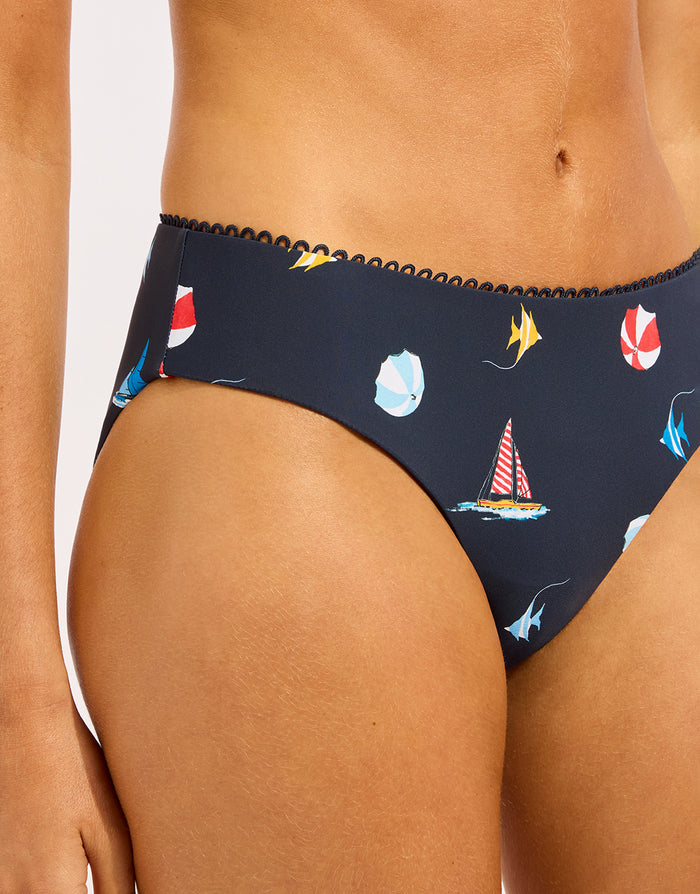 Seafolly Beach Club Retro Bikini Pant - True Navy - Simply Beach UK