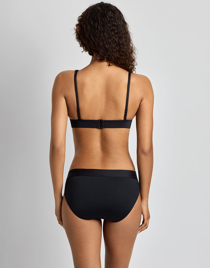 Lauren Ralph Lauren Beach Club Solids Banded Tall V Neck Bra Bikini Top - Black - Simply Beach UK