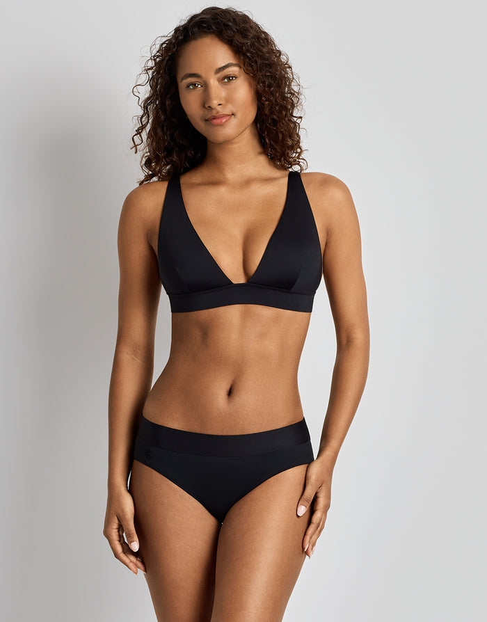 Lauren Ralph Lauren Beach Club Solids Classic Band Hipster Bikini Pant - Black - Simply Beach UK