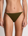 Lauren Ralph Lauren Beach Club Solids Logo Bikini Pant - Dark Olive - Simply Beach UK