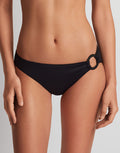 Lauren Ralph Lauren Beach Club Solids Macrame Ring Bikini Pant - Black - Simply Beach UK