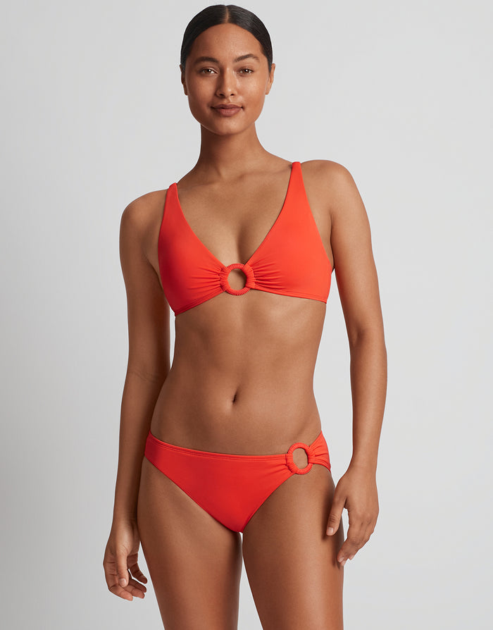 Lauren Ralph Lauren Beach Club Solids Macrame Ring Bikini Pant - Persimmon - Simply Beach UK