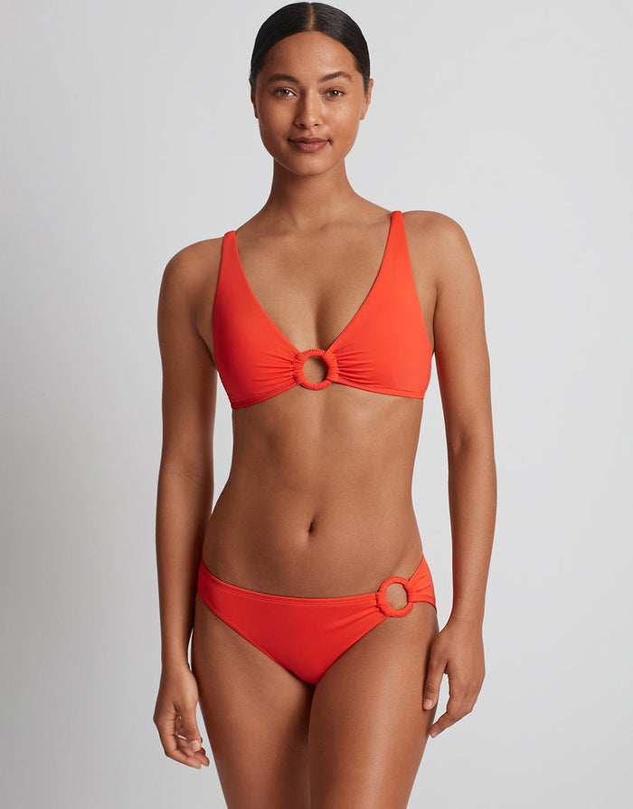 Lauren Ralph Lauren Beach Club Solids Macrame Ring Bikini Pant - Persimmon - Simply Beach UK