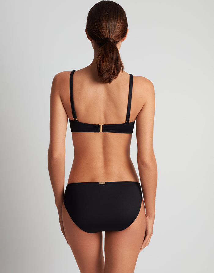 Lauren Ralph Lauren Beach Club Solids Macrame Ring OTS Bikini Top - Black - Simply Beach UK
