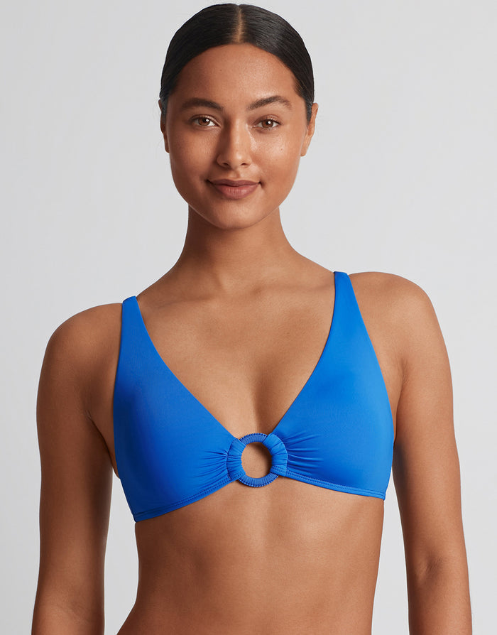 Lauren Ralph Lauren Beach Club Solids Macrame Ring OTS Bikini Top - Electric Blue - Simply Beach UK