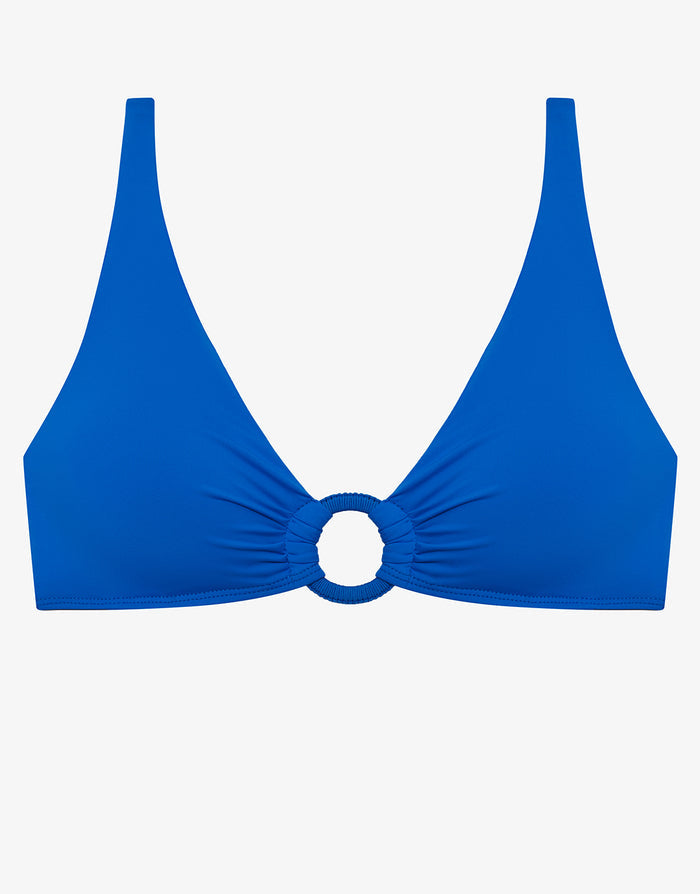 Lauren Ralph Lauren Beach Club Solids Macrame Ring OTS Bikini Top - Electric Blue - Simply Beach UK