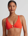 Lauren Ralph Lauren Beach Club Solids Macrame Ring OTS Bikini Top - Persimmon - Simply Beach UK