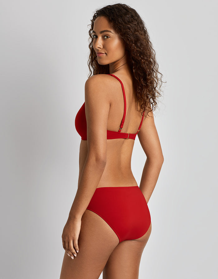 Lauren Ralph Lauren Beach Club Solids Ring Hipster Bikini Pant - Cruising Red - Simply Beach UK