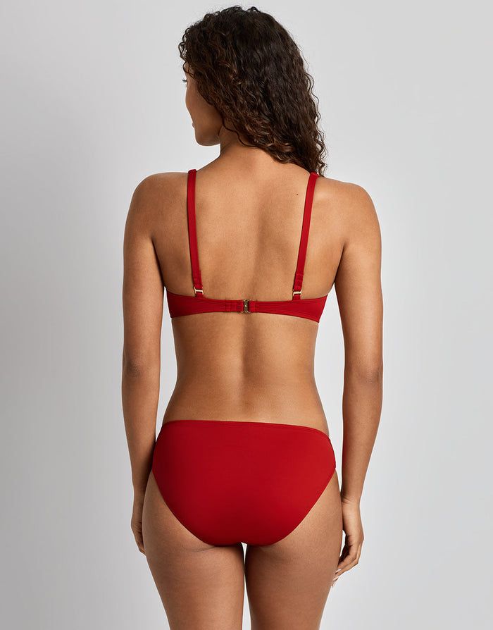 Lauren Ralph Lauren Beach Club Solids Ring Hipster Bikini Pant - Cruising Red - Simply Beach UK