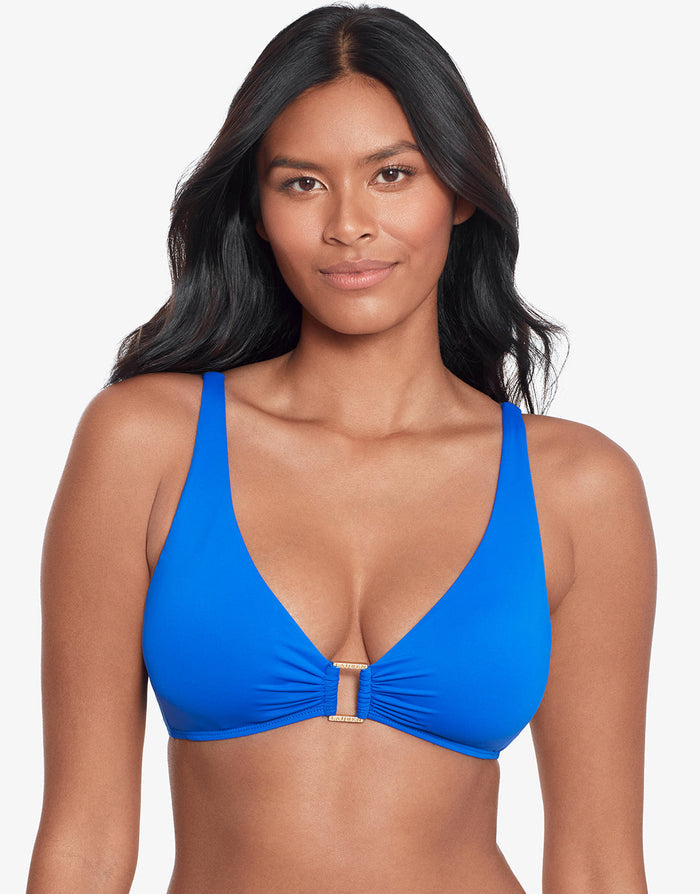 Beach Club Solids Ring OTS Bikini Top - Royal Blue - Simply Beach UK