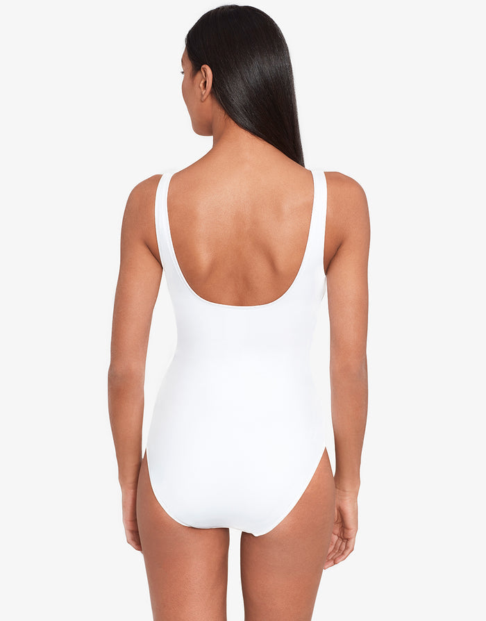 Beach Club Solids Ring Front Swimsuit - White - Simply Beach UK