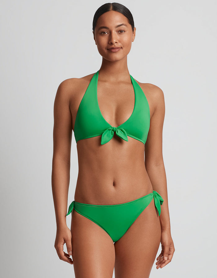 Lauren Ralph Lauren Beach Club Solids Tie Front Halter Bikini Top - Palm Green - Simply Beach UK
