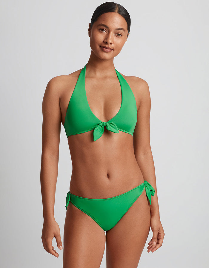 Lauren Ralph Lauren Beach Club Solids Tie Front Halter Bikini Top - Palm Green - Simply Beach UK