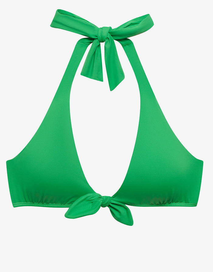 Lauren Ralph Lauren Beach Club Solids Tie Front Halter Bikini Top - Palm Green - Simply Beach UK