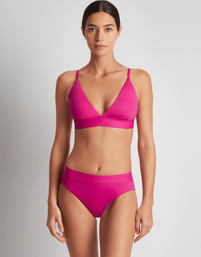 Lauren Ralph Lauren Beach Club Solids Triangle V Neck Bra Bikini Top - Freesia Pink - Simply Beach UK