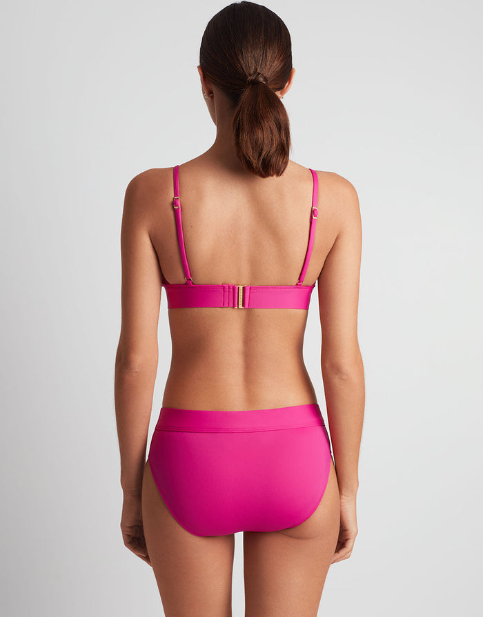 Lauren Ralph Lauren Beach Club Solids Triangle V Neck Bra Bikini Top - Freesia Pink - Simply Beach UK