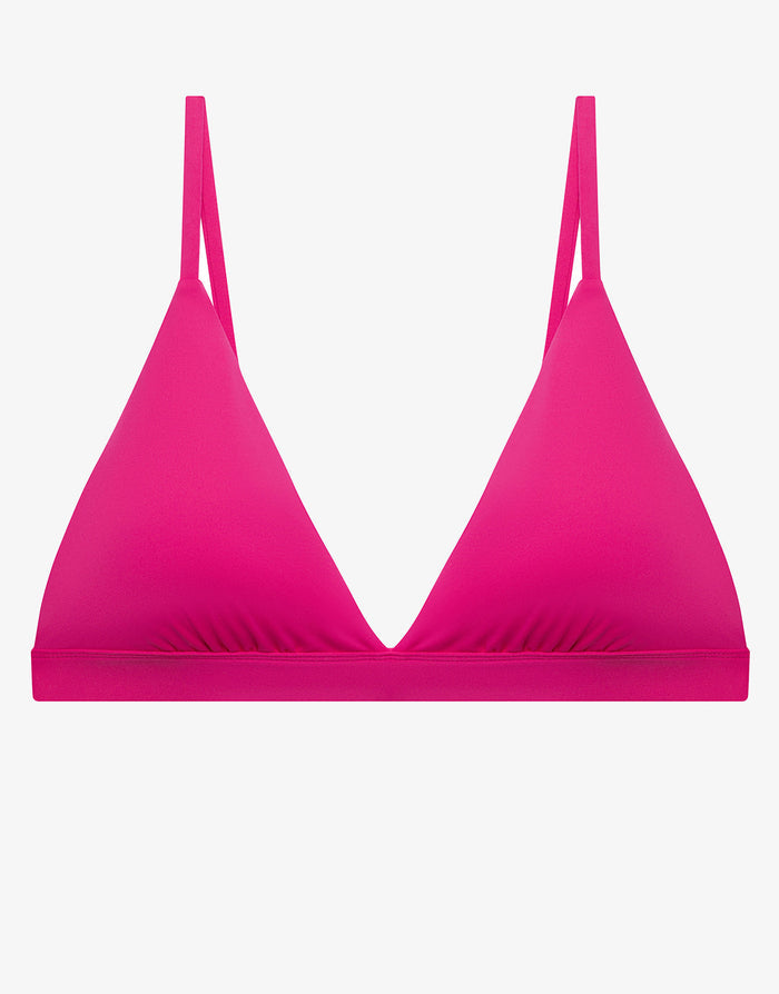 Lauren Ralph Lauren Beach Club Solids Triangle V Neck Bra Bikini Top - Freesia Pink - Simply Beach UK