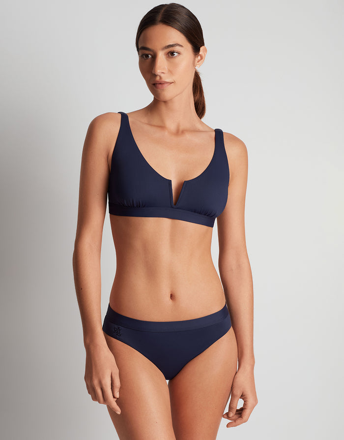 Lauren Ralph Lauren Beach Club Solids V Wire OTS Bikini Top - Dark Navy - Simply Beach UK