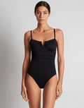 Lauren Ralph Lauren Beach Club Solids V Wire Swimsuit - Black - Simply Beach UK