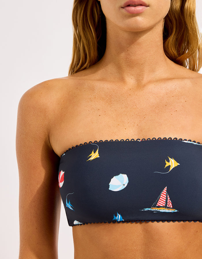 Beach Club Tube Bikini Top - True Navy