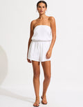 Beach Edit Crinkle Playsuit - White