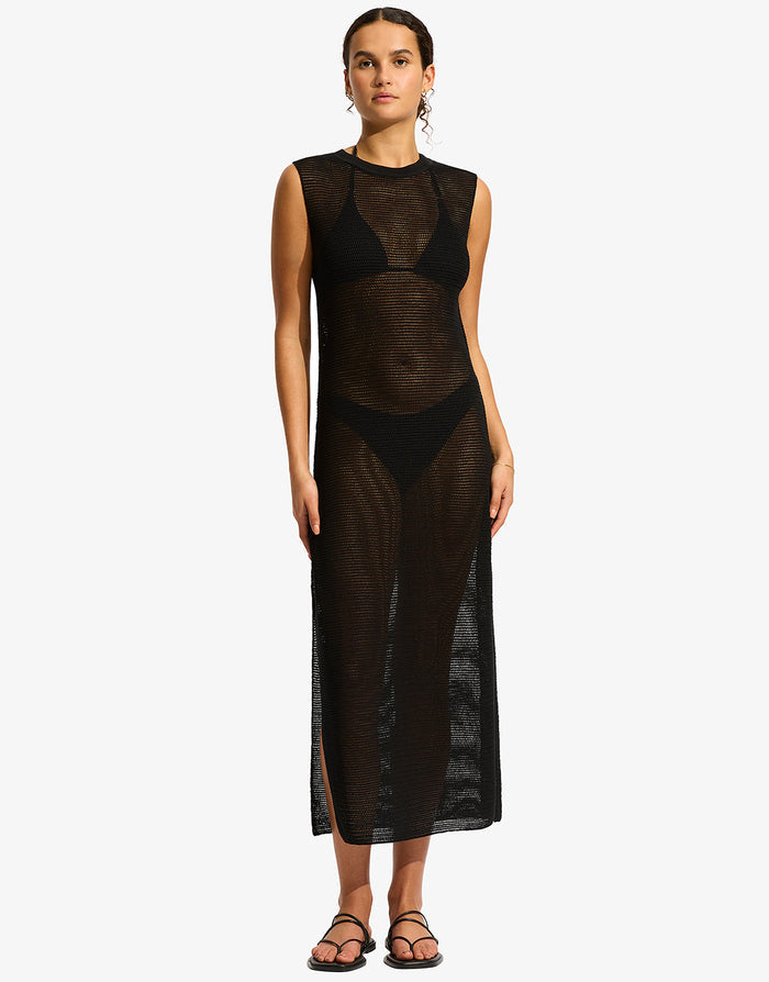Seafolly Beach Edit Maxi Knit Dress - Black - Simply Beach UK
