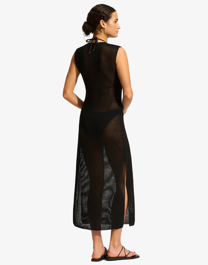Seafolly Beach Edit Maxi Knit Dress - Black - Simply Beach UK