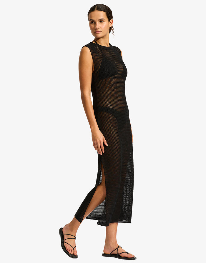 Seafolly Beach Edit Maxi Knit Dress - Black - Simply Beach UK