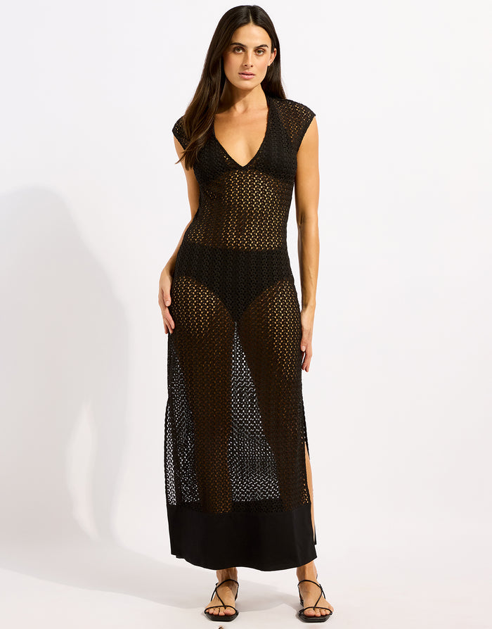 Seafolly Beach Edit Maxi Tank Dress - Black - Simply Beach UK