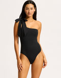Seafolly Beau One Shoulder Swimsuit - Black - Simply Beach UK