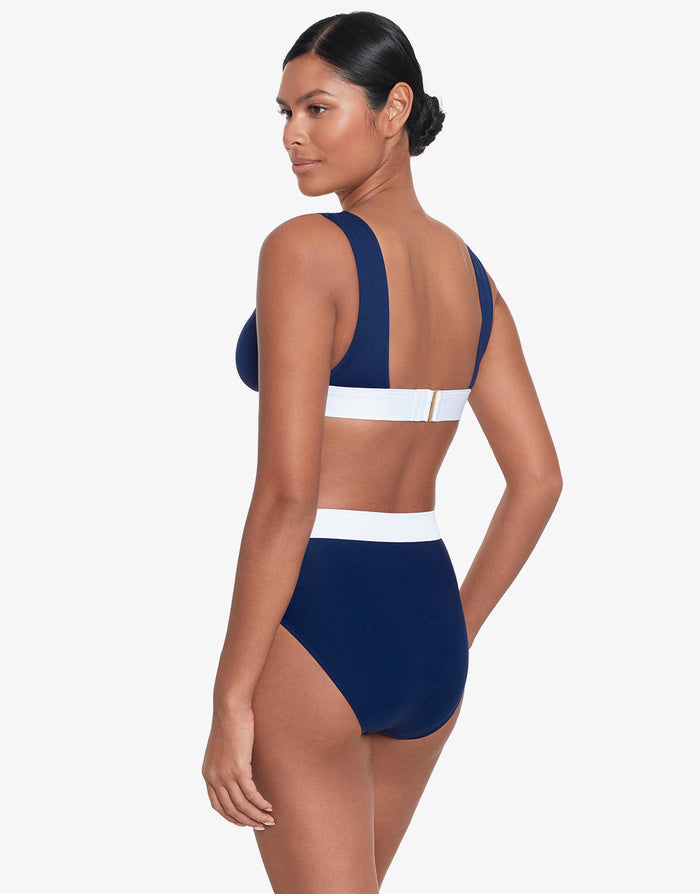 Bel Air High Waist Bikini Pant - Navy and White - Simply Beach UK