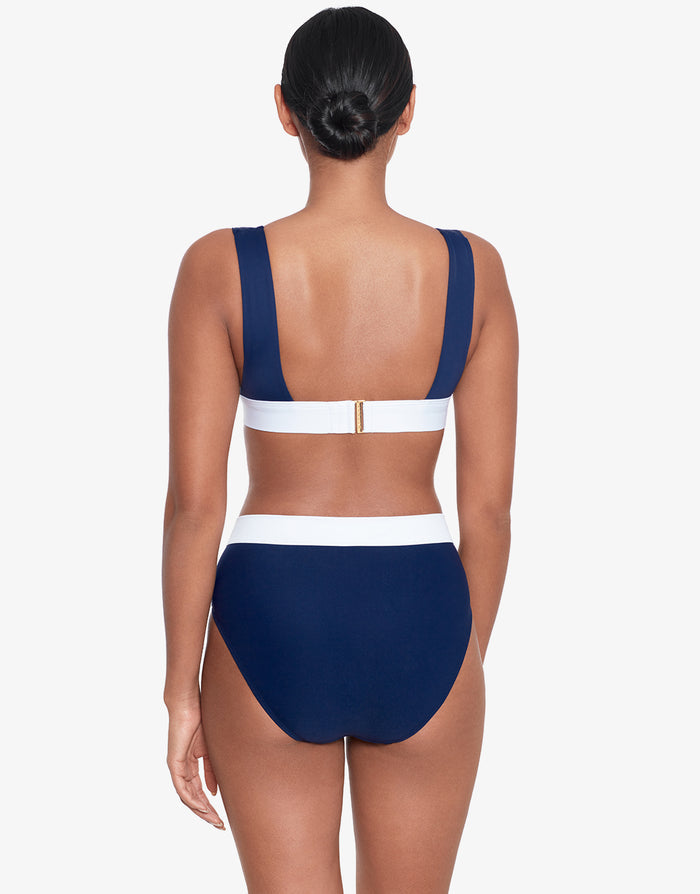 Bel Air High Waist Bikini Pant - Navy and White - Simply Beach UK