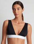Lauren Ralph Lauren Bel Air Modern V Neck Bikini Top - Black and White - Simply Beach UK