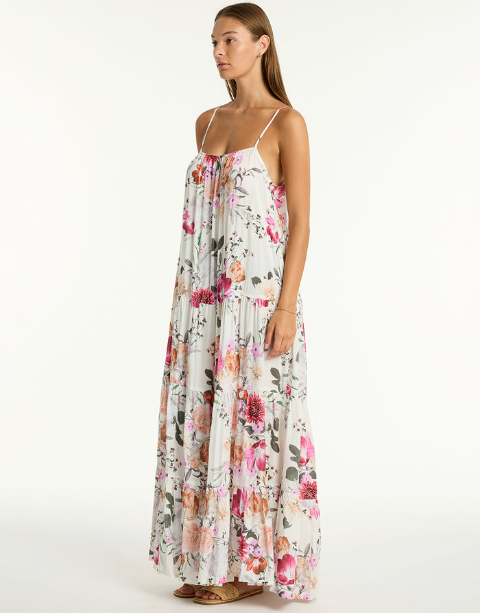 Belle Tiered Maxi Sundress - Coconut - Simply Beach UK