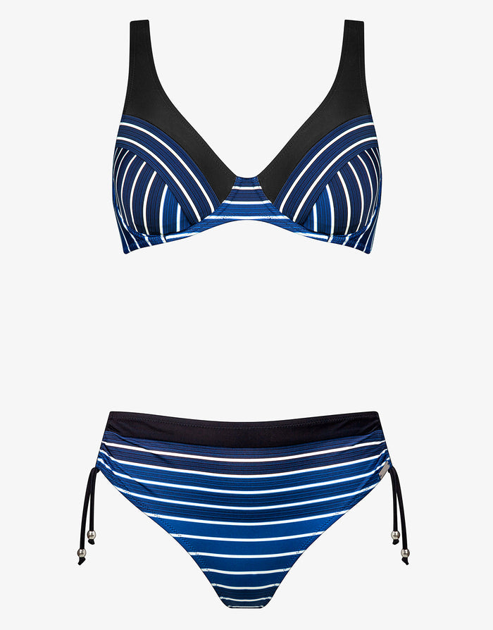 Blue Illusion Underwired Bikini Set - Blue and White - Simply Beach UK