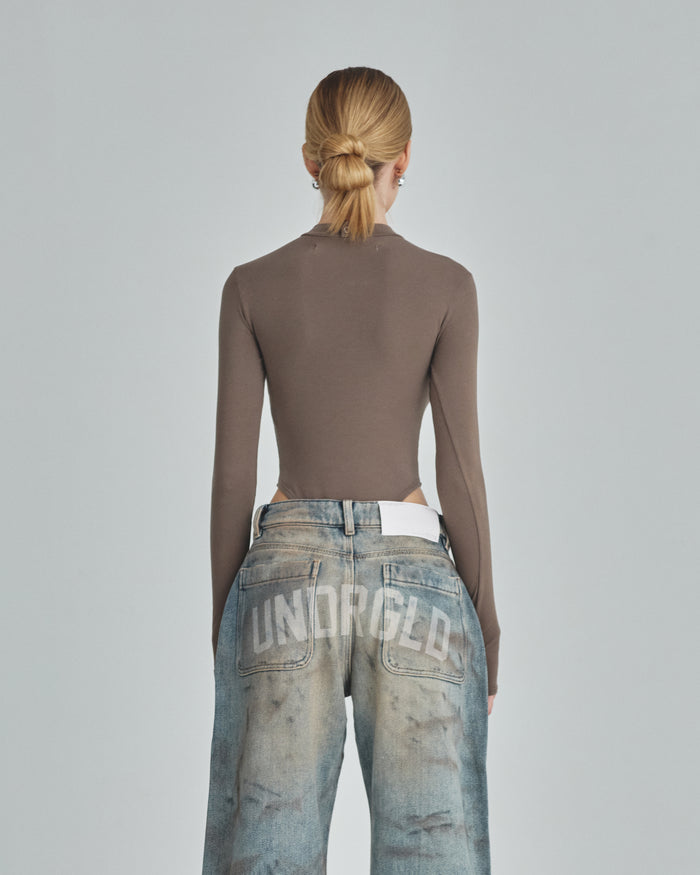 Body Line Undergold Studio Turtleneck Bodysuit Brown
