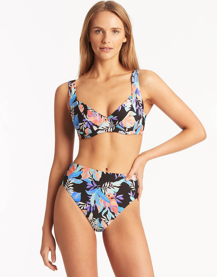 Botanica Retro High Waist Bikini Pant - Black - Simply Beach UK