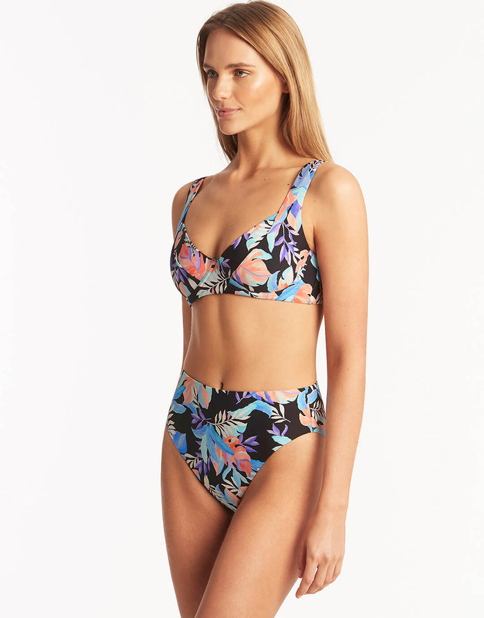 Botanica Retro High Waist Bikini Pant - Black - Simply Beach UK