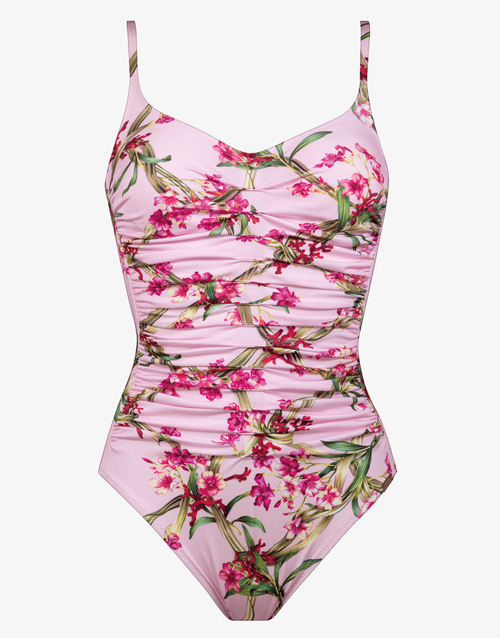 Botanique Ruched Underwired Swimsuit - Tangy Pink - Simply Beach UK