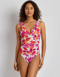 Lauren Ralph Lauren Bougainvillea Floral Ruffle Surplice Swimsuit - Multi - Simply Beach UK