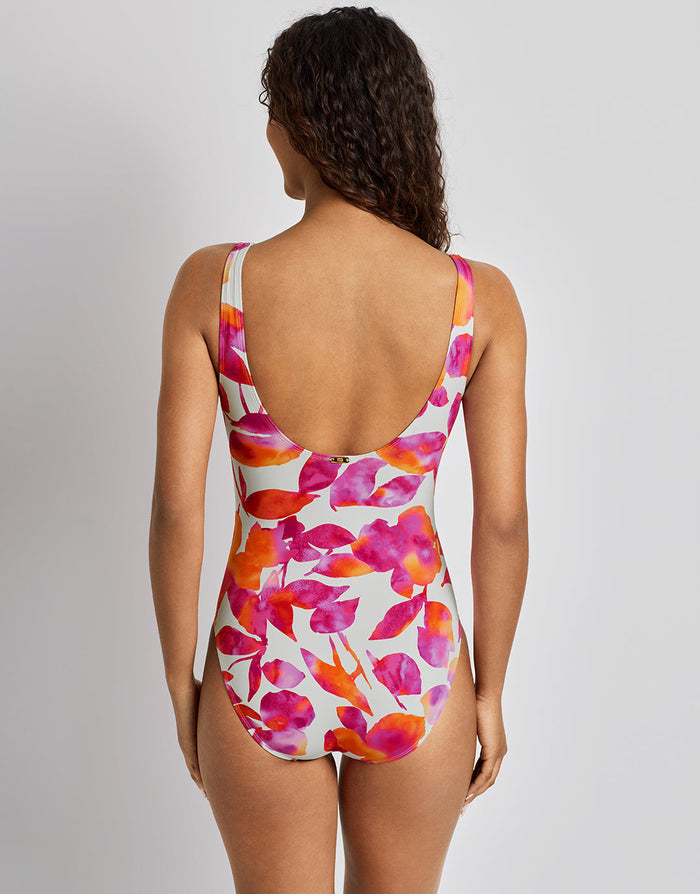 Lauren Ralph Lauren Bougainvillea Floral Ruffle Surplice Swimsuit - Multi - Simply Beach UK