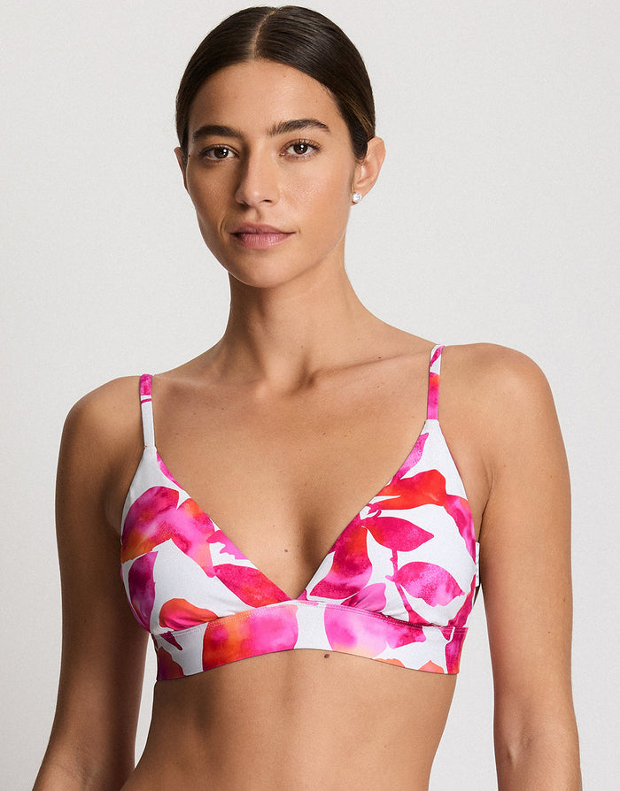 Lauren Ralph Lauren Bougainvillea Floral Triangle V Neck Bikini Top - Multi - Simply Beach UK