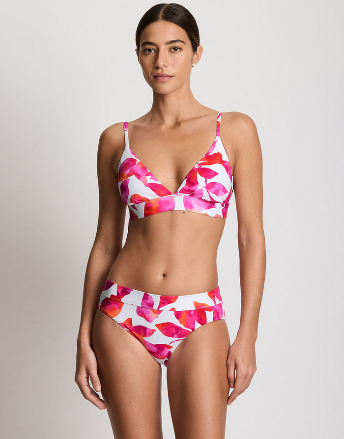Lauren Ralph Lauren Bougainvillea Floral Triangle V Neck Bikini Top - Multi - Simply Beach UK