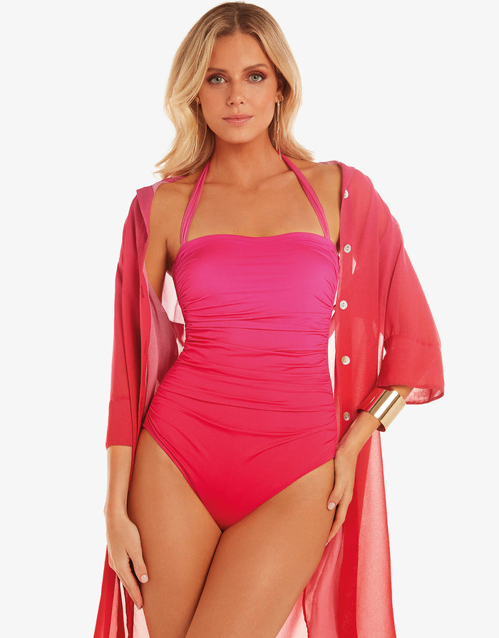 Brasil Bandeau Swimsuit - Flower Pink - Simply Beach UK