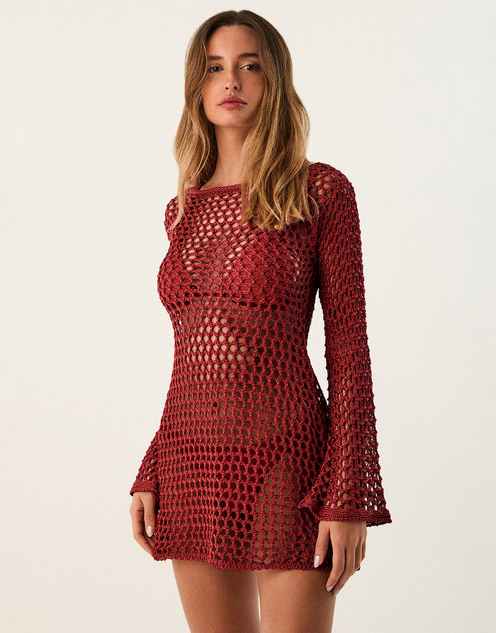 ViX Paula Hermanny Burgeon Belle Short Cover Up - Red - Simply Beach UK