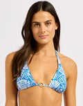 Seafolly C Shells Reversible Longline Slide Tri Bikini Top - Sapphire - Simply Beach UK