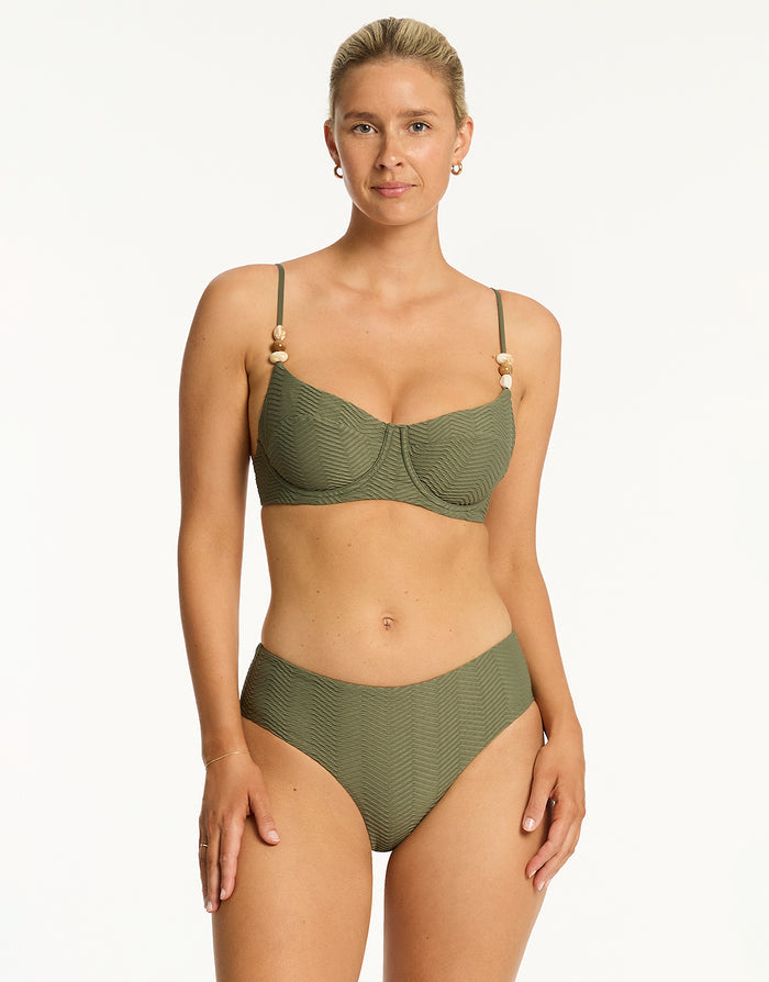 Sea Level Caracus Mid Bikini Pant - Khaki - Simply Beach UK
